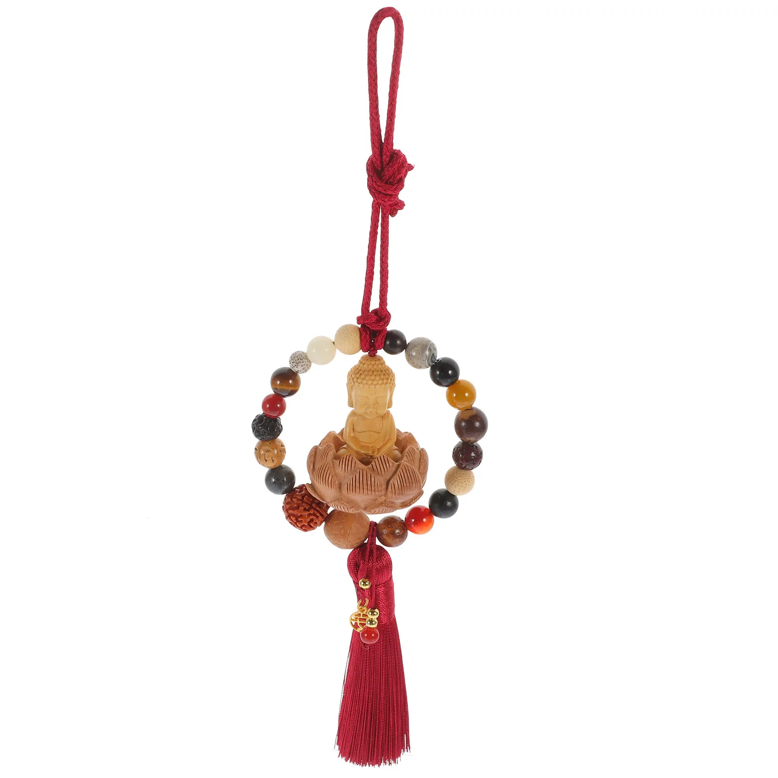 Wood Buddha Lotus Pendant Chinese Classic Car Interior Hanging Ornament Decorative Buddha Charm with Tassel
Wood Buddha Lotus Pendant Chinese Classic Car Interior Hanging Ornament Decorative Buddha Charm with Tassel