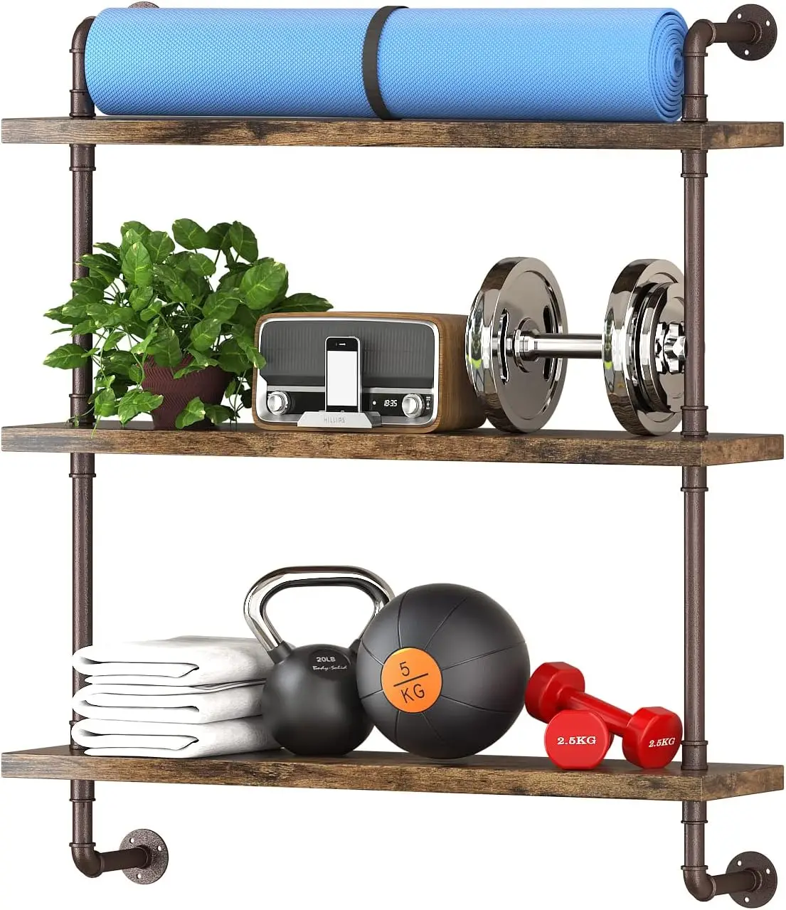 3-Tier Industrial Pipe Shelf, Rustic Wood Floating Wall Display Rack for Kitchen, Office, Bathroom Organization, 32 Inch
3-Tier Industrial Pipe Shelf, Rustic Wood Floating Wall Display Rack for Kitchen, Office, Bathroom Organization, 32 Inch