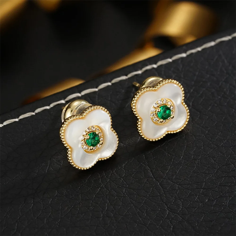 Vintage fashion classic green zircon fritillary with white floral earrings studs for women‘s girl party gift jewlry whosale
Vintage fashion classic green zircon fritillary with white floral earrings studs for women‘s girl party gift jewlry whosale