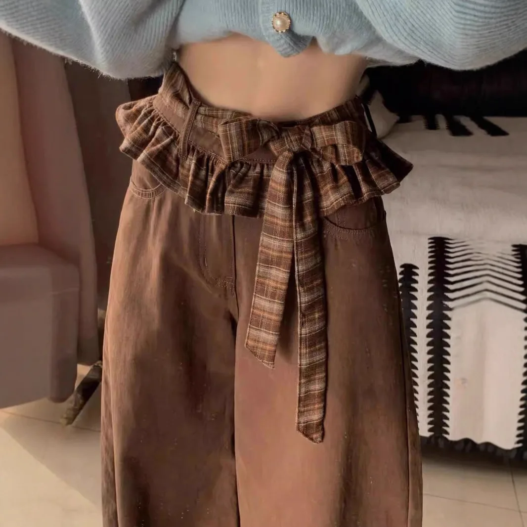 Tall Women's Extended Brown Butterfly Belt Jeans Spring Design Sense Lazy Wide-Leg Pants
Tall Women's Extended Brown Butterfly Belt Jeans Spring Design Sense Lazy Wide-Leg Pants