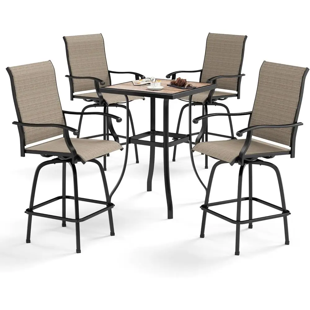4-Piece Outdoor Patio Bar Set with Swivel Chairs and Wooden Square Table
4-Piece Outdoor Patio Bar Set with Swivel Chairs and Wooden Square Table