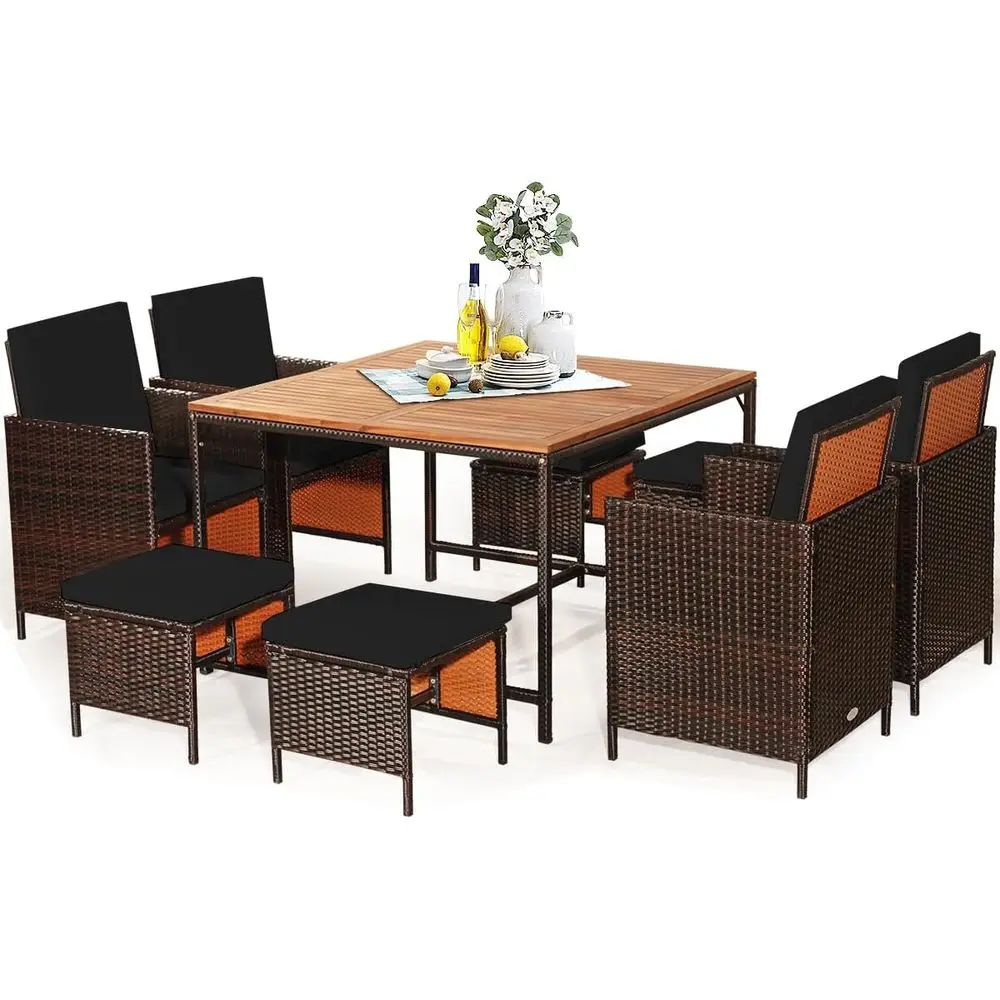 9-Pieces Patio Dining Set Outdoor Dining urniture Set with Cushioned Seating, Space-Saving Dining Table with Acacia Wood Tableto
9-Pieces Patio Dining Set Outdoor Dining urniture Set with Cushioned Seating, Space-Saving Dining Table with Acacia Wood Tableto