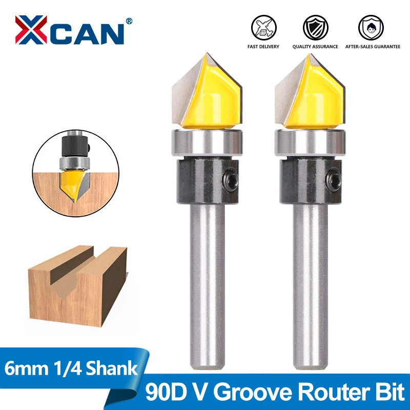 XCAN 1pc 6mm 1/4'' Shank V Groove Router Bit with Bearing 90 Degrees Carbide Milling Cutter CNC Engraving Bit for Woodworking
XCAN 1pc 6mm 1/4'' Shank V Groove Router Bit with Bearing 90 Degrees Carbide Milling Cutter CNC Engraving Bit for Woodworking