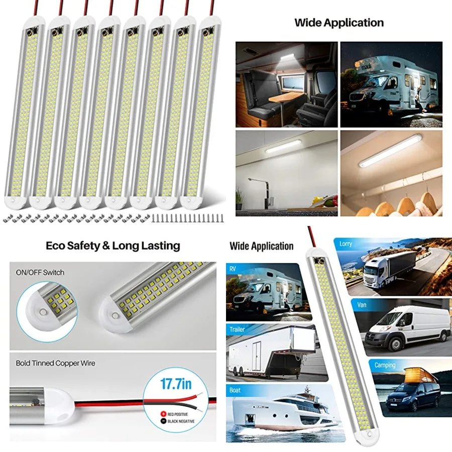 12v LED Interior Light Bar, 120LEDs 1500LM 8W DC 12 Volt led Strip Lights with ON/Off Switch, for Enclosed Cargo Trailer, Car R
12v LED Interior Light Bar, 120LEDs 1500LM 8W DC 12 Volt led Strip Lights with ON/Off Switch, for Enclosed Cargo Trailer, Car R