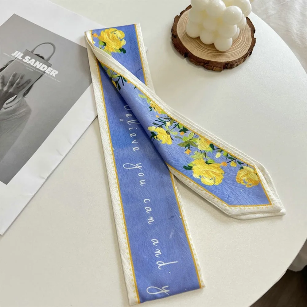 Trendy Versatile Satin Silk Ribbon Scarf Fresh Floral Narrow Bag Strap Long Thin Hair Tie for Women
Trendy Versatile Satin Silk Ribbon Scarf Fresh Floral Narrow Bag Strap Long Thin Hair Tie for Women