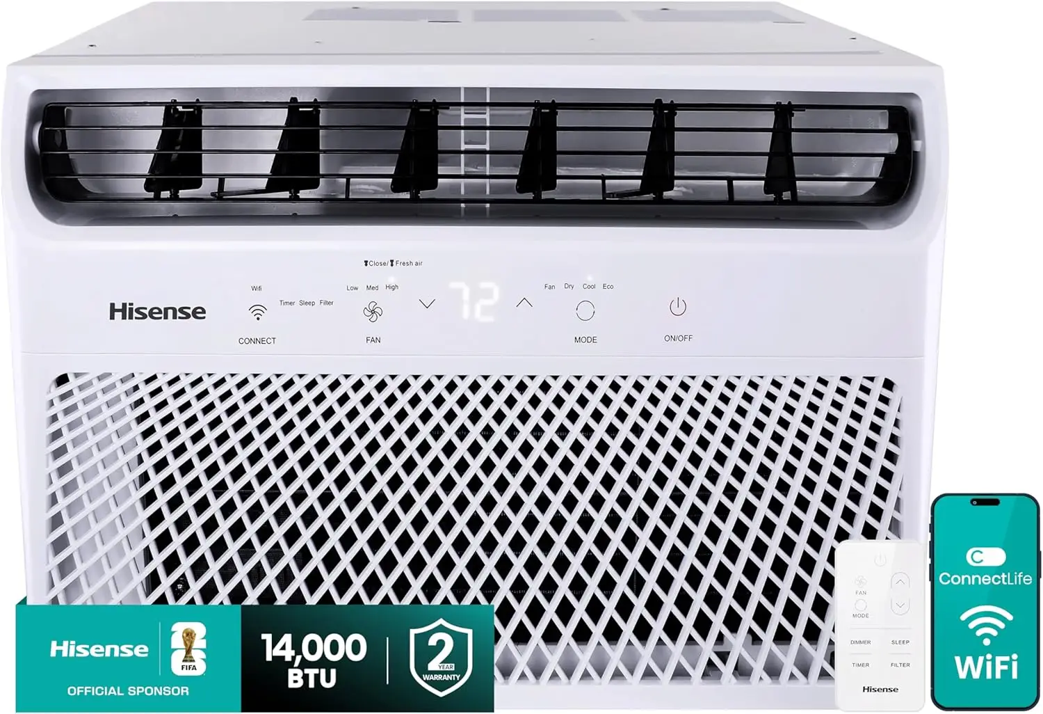 Smart Window Air Conditioner with 14,000 BTU Cooling Power, 3 Operating Modes (Cool, Fan, Dehumidify), Simple Setup, Whisper-Quiet Performance, and 2-Year Warranty
Smart Window Air Conditioner with 14,000 BTU Cooling Power, 3 Operating Modes (Cool, Fan, Dehumidify), Simple Setup, Whisper-Quiet Performance, and 2-Year Warranty