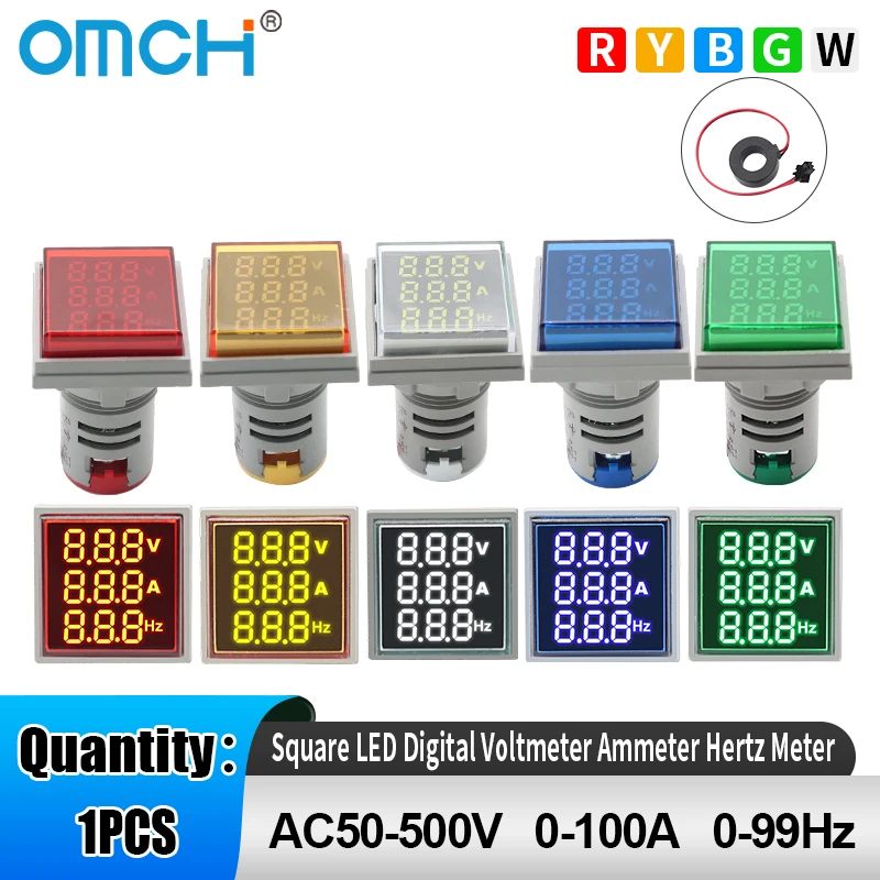OMCH 22mm LED Three Display AC Digital Display Meter 0-100A AC50-500V 0-99Hz Multi functional Square Instrument
OMCH 22mm LED Three Display AC Digital Display Meter 0-100A AC50-500V 0-99Hz Multi functional Square Instrument