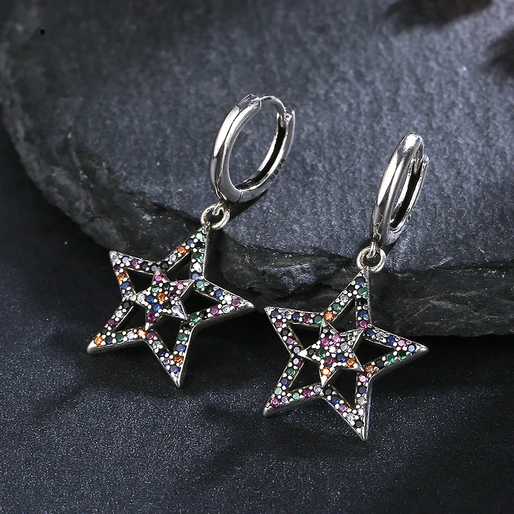 925 Sterling Silver Star Hoop Earrings Colorful Zircon Fashion Wedding Party Jewelry Wholesale Luxury Dainty Earrings for Women
925 Sterling Silver Star Hoop Earrings Colorful Zircon Fashion Wedding Party Jewelry Wholesale Luxury Dainty Earrings for Women