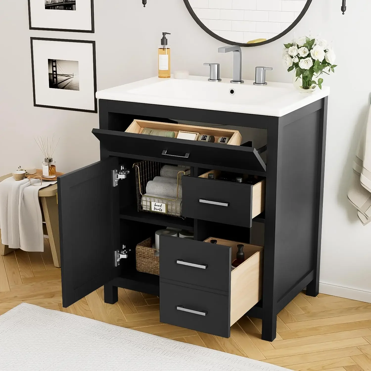 Merax 30 Inch Bathroom Vanity with Ceramic Sink and Ample Storage,Ideal Choice for Small Bathrooms,Black
Merax 30 Inch Bathroom Vanity with Ceramic Sink and Ample Storage,Ideal Choice for Small Bathrooms,Black