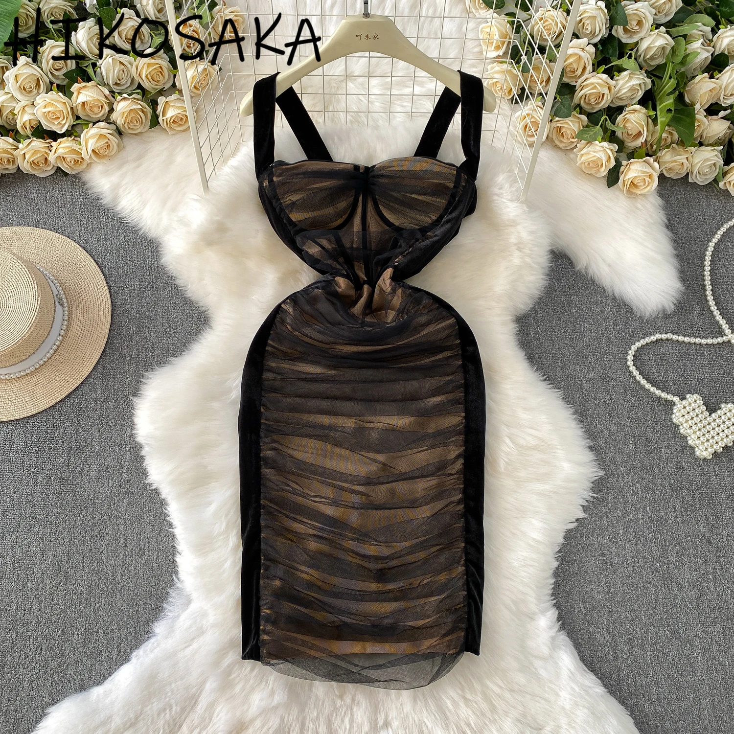 French Style Temperament Mesh Patchwork Dress Square Collar Sling Robe With Chest Pad Summer 2025 New Chic Vestido De Mujer
French Style Temperament Mesh Patchwork Dress Square Collar Sling Robe With Chest Pad Summer 2025 New Chic Vestido De Mujer