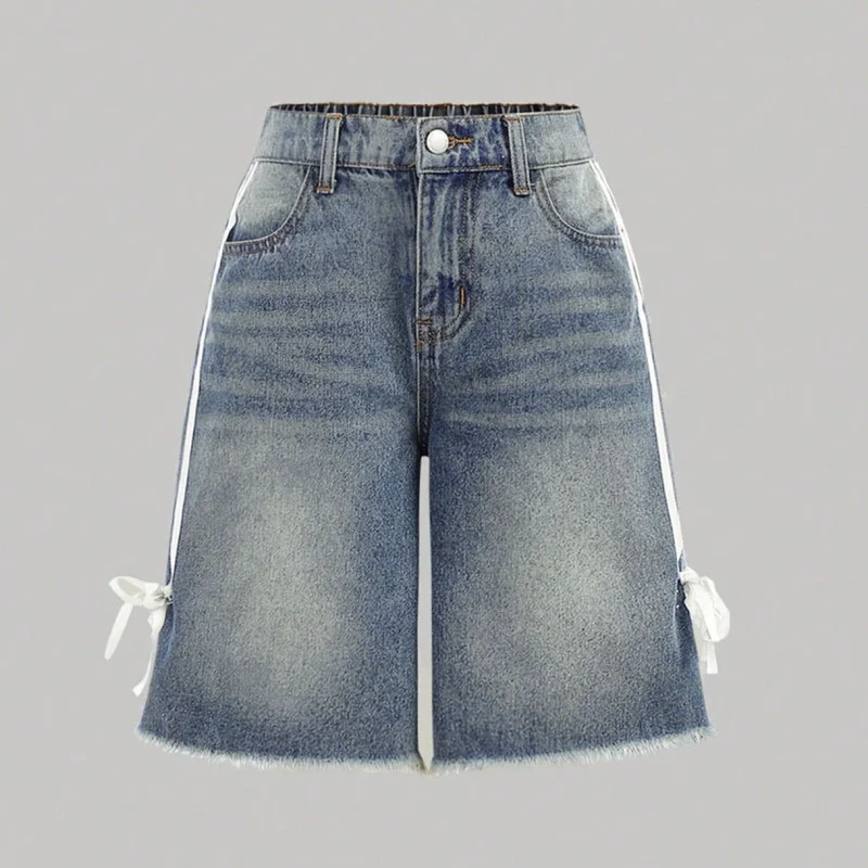Summer Women Fashion Bowknot Design Short Jeans Girls Retro Solid Low Waist Denim Shorts Lady Daily Straight Leg Shorts
Summer Women Fashion Bowknot Design Short Jeans Girls Retro Solid Low Waist Denim Shorts Lady Daily Straight Leg Shorts