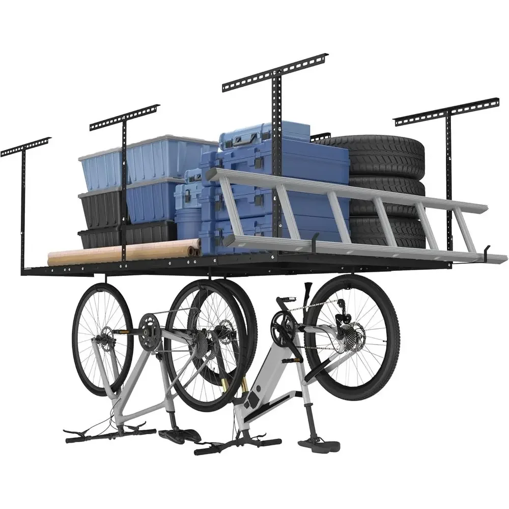 LEXIMOUNTS 4x8 OverGarage Storage Rack w/Hooks Adjustable Ceiling Storage Rack, 96" Length x 48" Width x 40" Height, 22''-40" Ce
LEXIMOUNTS 4x8 OverGarage Storage Rack w/Hooks Adjustable Ceiling Storage Rack, 96" Length x 48" Width x 40" Height, 22''-40" Ce