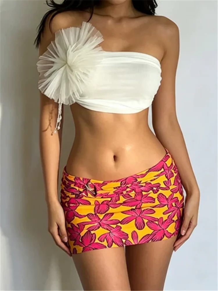 Spicy Hot Girl Summer Holiday 2 Pieces Sets Strapless Flower Short Vest Tube Top&Print Mini Skirt Resort Beach Outfits Dress
Spicy Hot Girl Summer Holiday 2 Pieces Sets Strapless Flower Short Vest Tube Top&Print Mini Skirt Resort Beach Outfits Dress