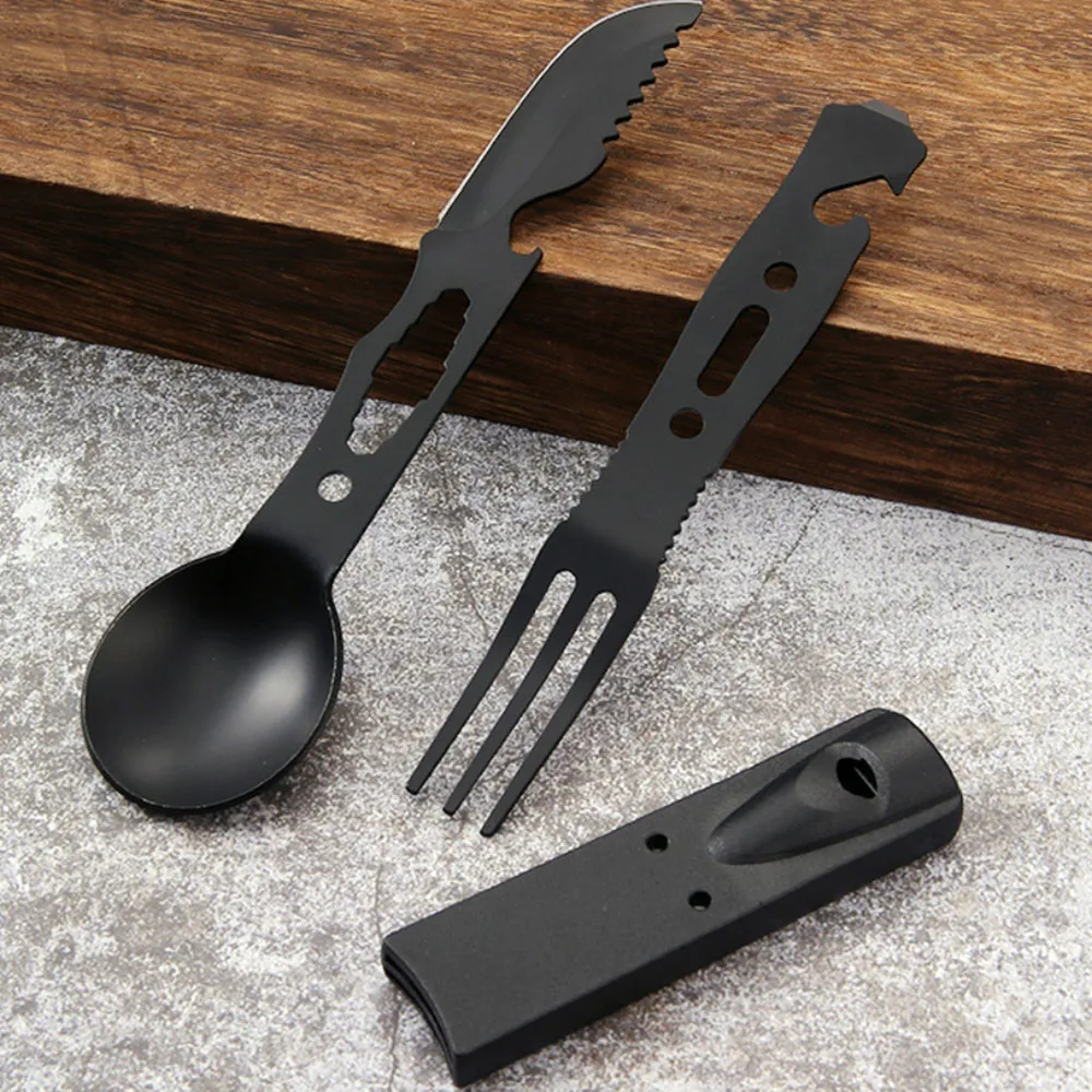 Camping Knives Set Multi Functional Outdoor Stainless Steel Tableware with Whistle Spoon Fork Combination for Windproof Camping
Camping Knives Set Multi Functional Outdoor Stainless Steel Tableware with Whistle Spoon Fork Combination for Windproof Camping