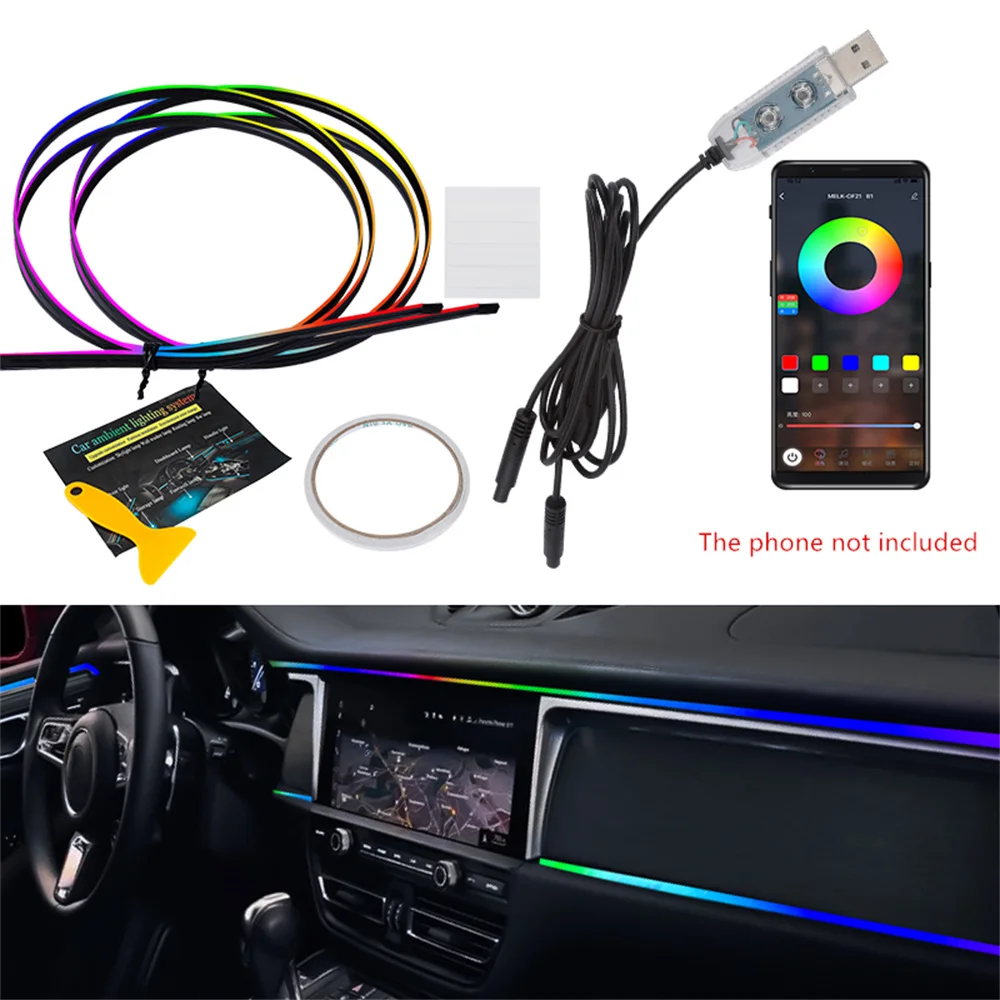 2 в 1, 64-цветные автомобильные светодиодные цветные атмосферные огни, USB-порт, управление Bluetooth
2 в 1, 64-цветные автомобильные светодиодные цветные атмосферные огни, USB-порт, управление Bluetooth