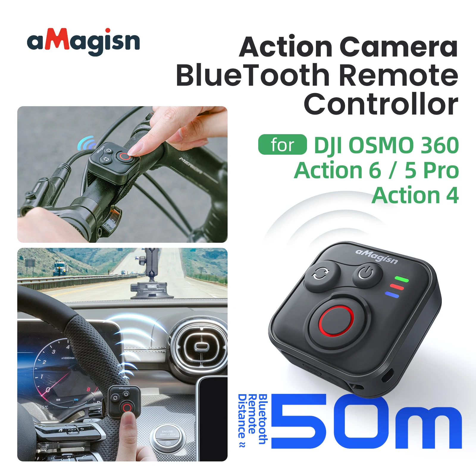 Беспроводной пульт дистанционного управления aMagisn Bluetooth для DJI OSMO 360/Action 6/5 Pro/4 с ремешком на запястье для спортивных камер
Беспроводной пульт дистанционного управления aMagisn Bluetooth для DJI OSMO 360/Action 6/5 Pro/4 с ремешком на запястье для спортивных камер