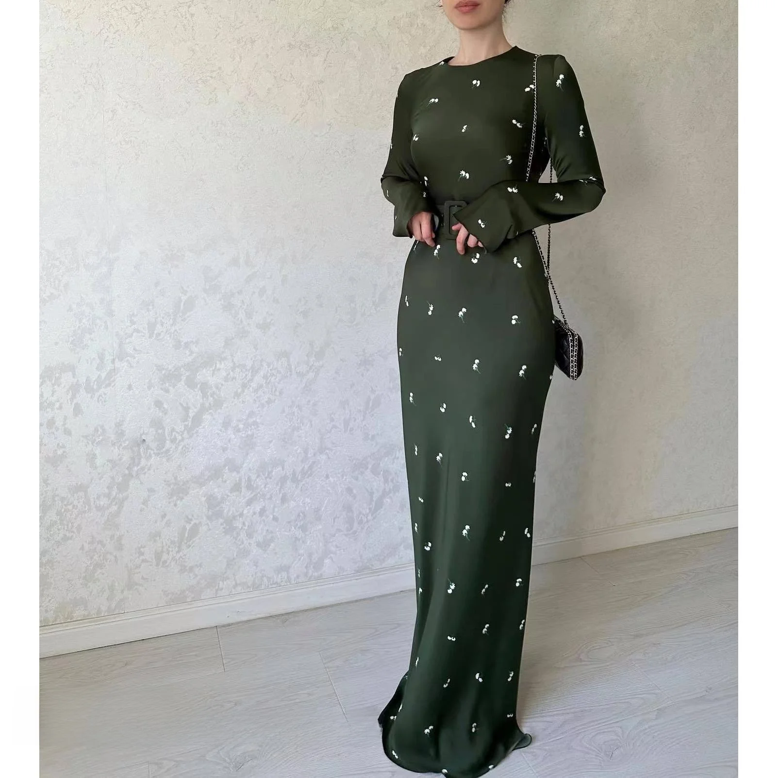 Fashionable Slim Fit Long Sleeve Dress Elegant Printed A-Line Gown round Neck High Waist Long Skirt Single Piece Autumn 2023
Fashionable Slim Fit Long Sleeve Dress Elegant Printed A-Line Gown round Neck High Waist Long Skirt Single Piece Autumn 2023