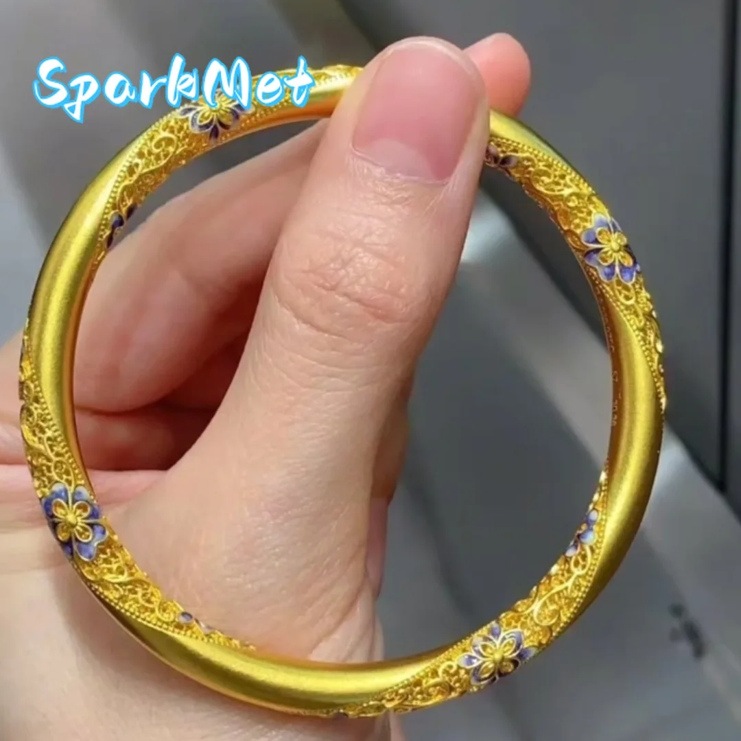 Браслет SparkmetLuxury из 24-каратного настоящего золота с древним филигранным узором, золото au9999, с эмалью и изображением цветов вишни, модное женское украшение для рук
Браслет SparkmetLuxury из 24-каратного настоящего золота с древним филигранным узором, золото au9999, с эмалью и изображением цветов вишни, модное женское украшение для рук