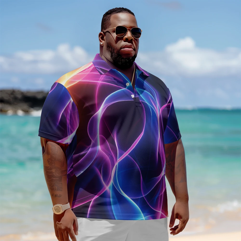 1 men's plus size polo shirt with summer purple blue mixed print casual lapel button suitable for shopping and golf
1 men's plus size polo shirt with summer purple blue mixed print casual lapel button suitable for shopping and golf