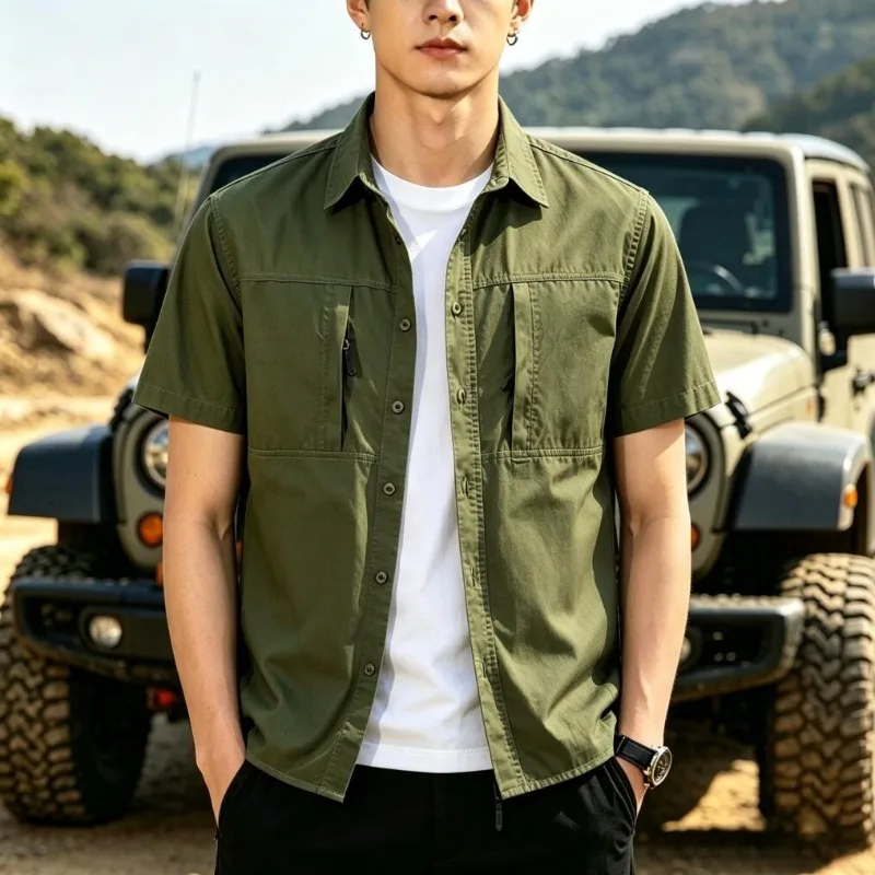 New Summer Men Short Sleeve Multi Pockets Tooling Shirts Male Military Cargo Shirts Quality Men 100% Cotton Casual Shirts XXL
New Summer Men Short Sleeve Multi Pockets Tooling Shirts Male Military Cargo Shirts Quality Men 100% Cotton Casual Shirts XXL