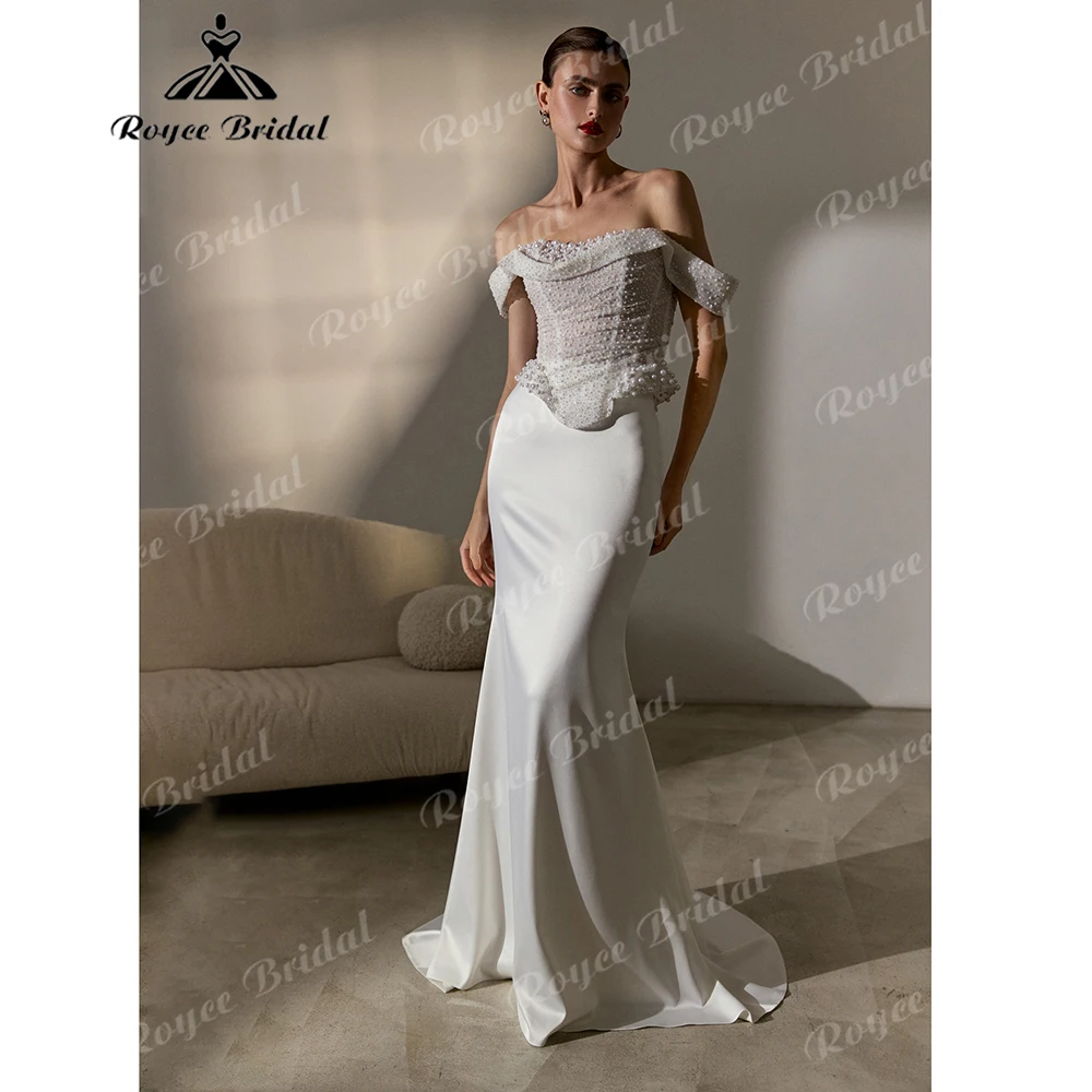 2026 Off Shoulder Pearl Beaded Corset Mermaid Wedding Dress Satin Skirt Lace Up Back Chapel Train Bridal Gown Customized
2026 Off Shoulder Pearl Beaded Corset Mermaid Wedding Dress Satin Skirt Lace Up Back Chapel Train Bridal Gown Customized