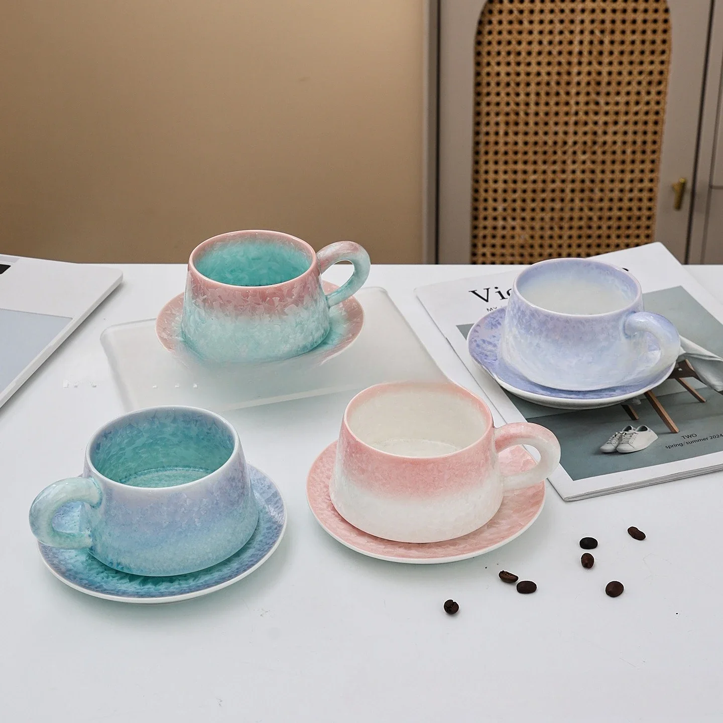 CLL idyllic crystal glaze ceramic coffee cup mug girls exquisite cup saucer afternoon tea souvenir set
CLL idyllic crystal glaze ceramic coffee cup mug girls exquisite cup saucer afternoon tea souvenir set