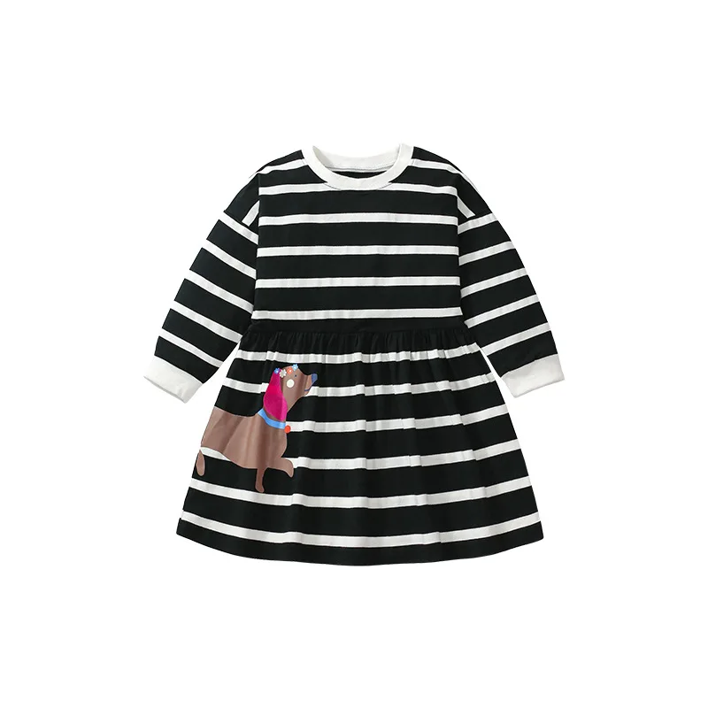 Autumn children's long-sleeve pure cotton dress Wind Cartoon Striped Girls Princess Dress 
Autumn children's long-sleeve pure cotton dress Wind Cartoon Striped Girls Princess Dress