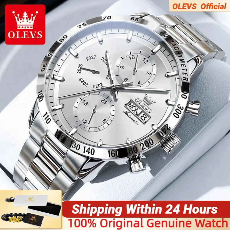 OLEVS 6683 Original Automatic Watch for Men Silvery Stainless steel Calendar Week Business Simplicity Men's Mechanical Watch
OLEVS 6683 Original Automatic Watch for Men Silvery Stainless steel Calendar Week Business Simplicity Men's Mechanical Watch