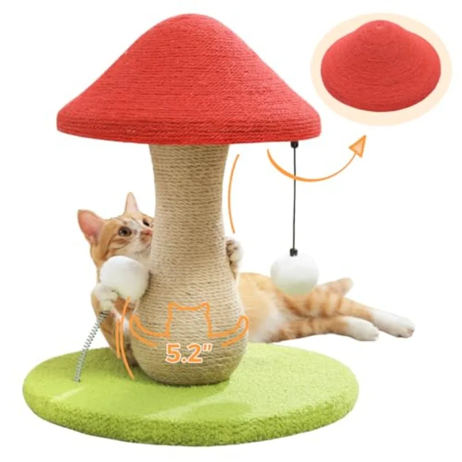 Когтеточка для кошек Mushroom Cat с покрытием из сизаля (100% сизаль) и игрушкой-помпоном, милая коричневая когтеточка для домашних кошек
Когтеточка для кошек Mushroom Cat с покрытием из сизаля (100% сизаль) и игрушкой-помпоном, милая коричневая когтеточка для домашних кошек