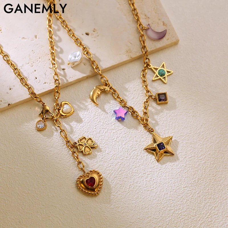 GANEMLY 316L Stainless Steel Heart-Shaped Red Zircon Pendant Necklace For Women Golden Waterproof Neck Chain Handmade Jewelry
GANEMLY 316L Stainless Steel Heart-Shaped Red Zircon Pendant Necklace For Women Golden Waterproof Neck Chain Handmade Jewelry