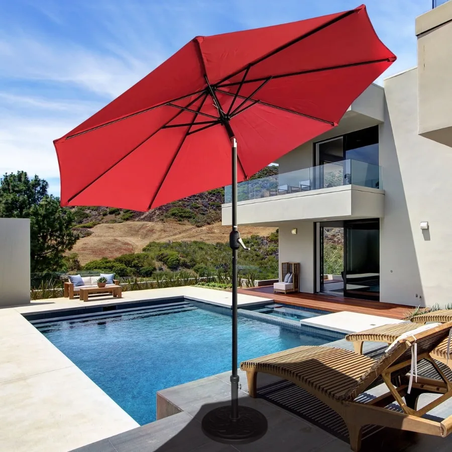 9FT Outdoor Patio Umbrella with Push Button Tilt and Crank Handle, Market Umbrella with 8 Sturdy Umbrella Ribs, Waterproof for
9FT Outdoor Patio Umbrella with Push Button Tilt and Crank Handle, Market Umbrella with 8 Sturdy Umbrella Ribs, Waterproof for