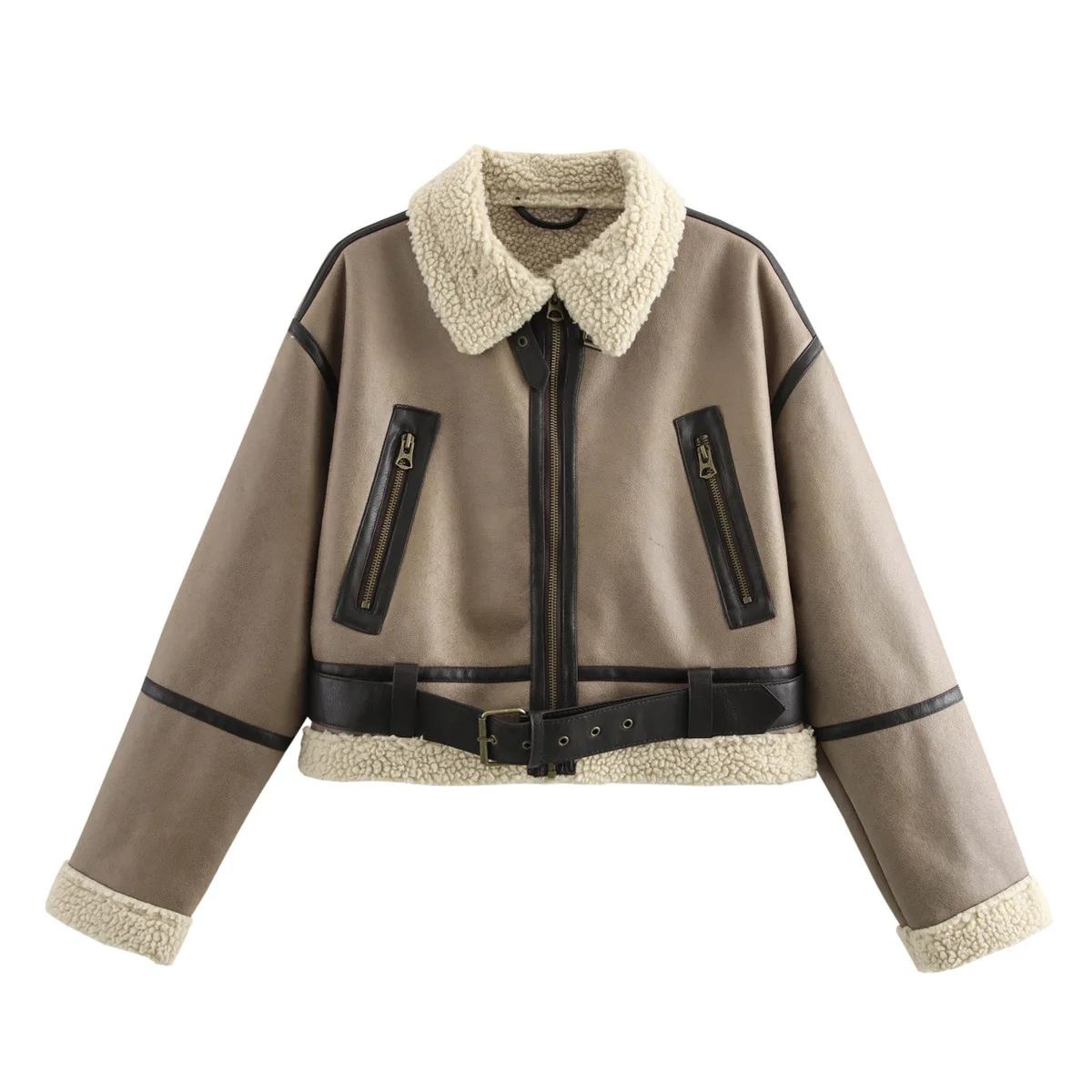 Autumn and Winter Europe and America Jacket Women Fashion Lapel Shearling Coat Splice Leisure Street Trend Keep Warm Comfortable
Autumn and Winter Europe and America Jacket Women Fashion Lapel Shearling Coat Splice Leisure Street Trend Keep Warm Comfortable
