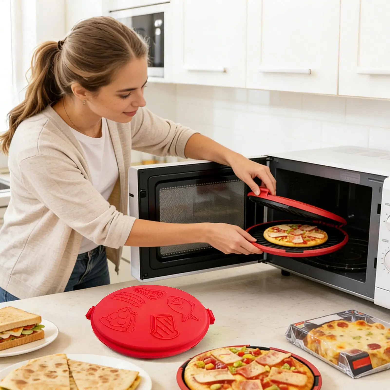 Microwave Sandwich Baking Tray Quick-Heat Pizza Tray Microwave Grilled Cheese Maker For Oven Kitchen Home School Dorm Pancake
Microwave Sandwich Baking Tray Quick-Heat Pizza Tray Microwave Grilled Cheese Maker For Oven Kitchen Home School Dorm Pancake