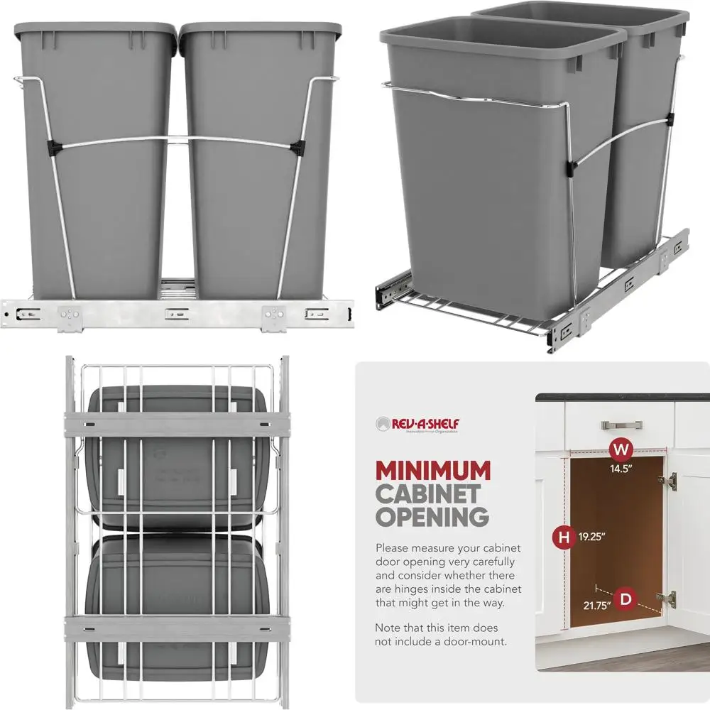 35-Qt Kitchen Trash Can with Full-Extension Slides, Silver
35-Qt Kitchen Trash Can with Full-Extension Slides, Silver