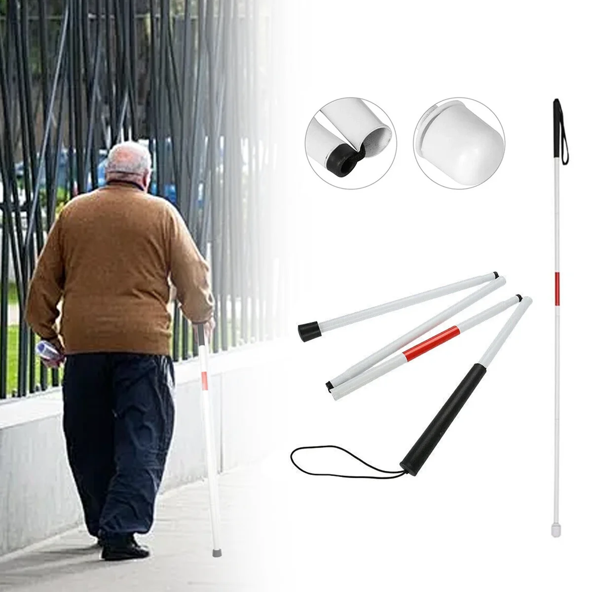 4-Section Folding Cane for Blind - Lightweight Aluminum Alloy Telescopic Support Stick 
4-Section Folding Cane for Blind - Lightweight Aluminum Alloy Telescopic Support Stick