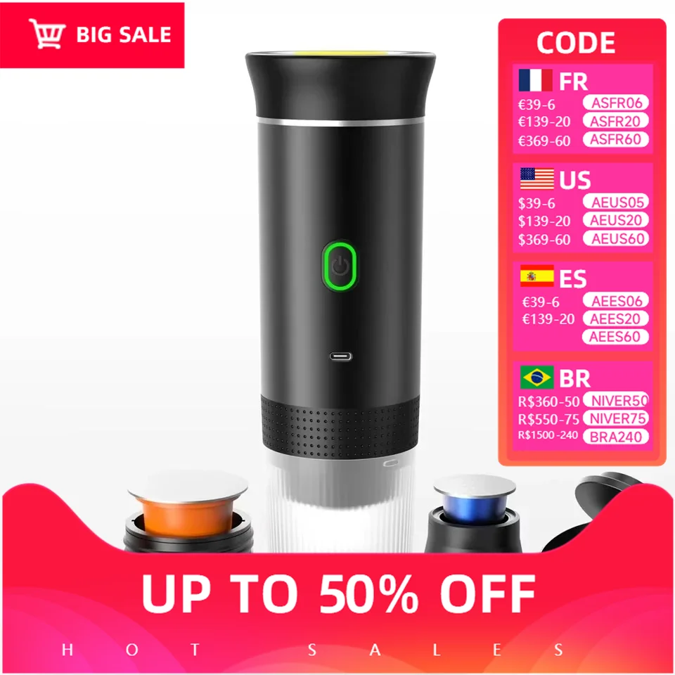 3 in 1 portable cordless electric portable espresso machine Car and family camping capsule powder coffee machine
3 in 1 portable cordless electric portable espresso machine Car and family camping capsule powder coffee machine