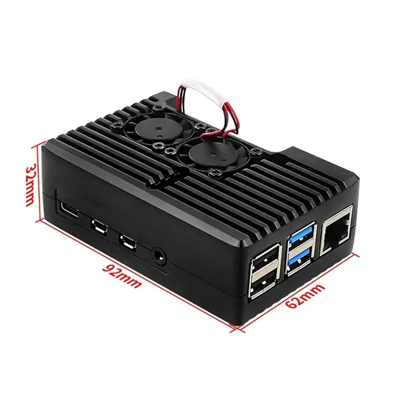 A25P Cooling Fan Housing For Raspberry Pi 4 Aluminum Alloy Case With Dual Fan Active Passive Cooling Protective Shell