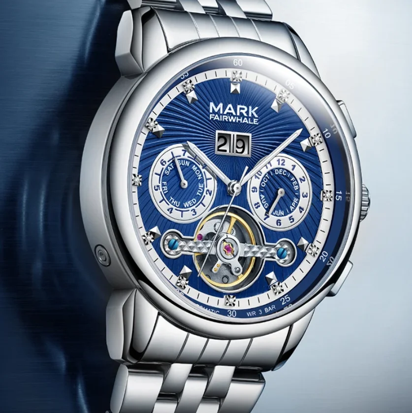 Mark Fairwhale Men Automatic Watch 43mm Mechanical Wristwatch Waterproof Skeleton Multi-Dial Month Week Date Luminous
Mark Fairwhale Men Automatic Watch 43mm Mechanical Wristwatch Waterproof Skeleton Multi-Dial Month Week Date Luminous