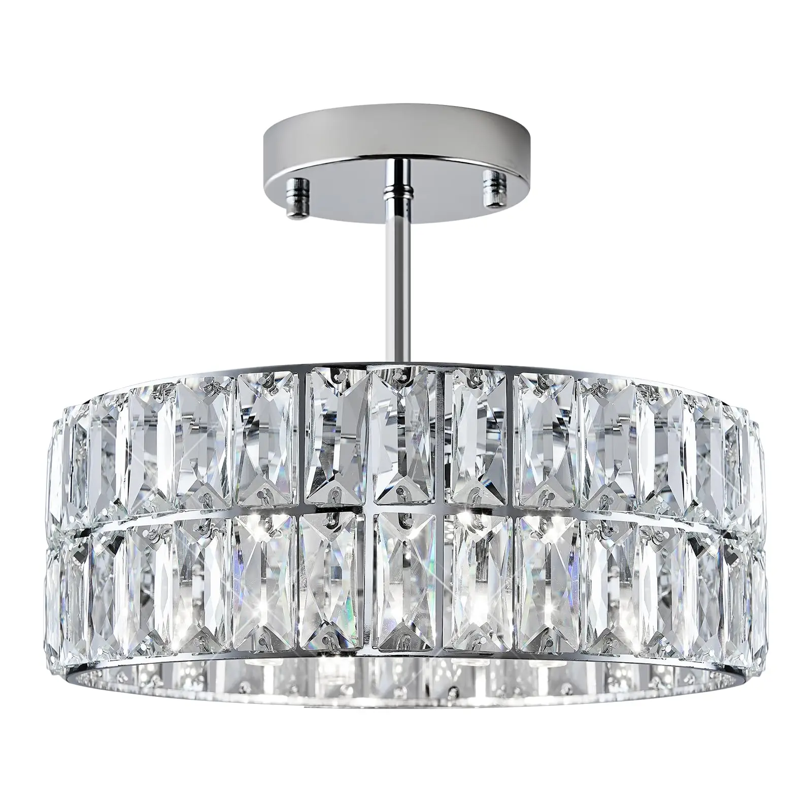4-light Chrome crystal pendant light, modern semi embedded pendant light, suitable for entrance halls, kitchens, corridors
4-light Chrome crystal pendant light, modern semi embedded pendant light, suitable for entrance halls, kitchens, corridors