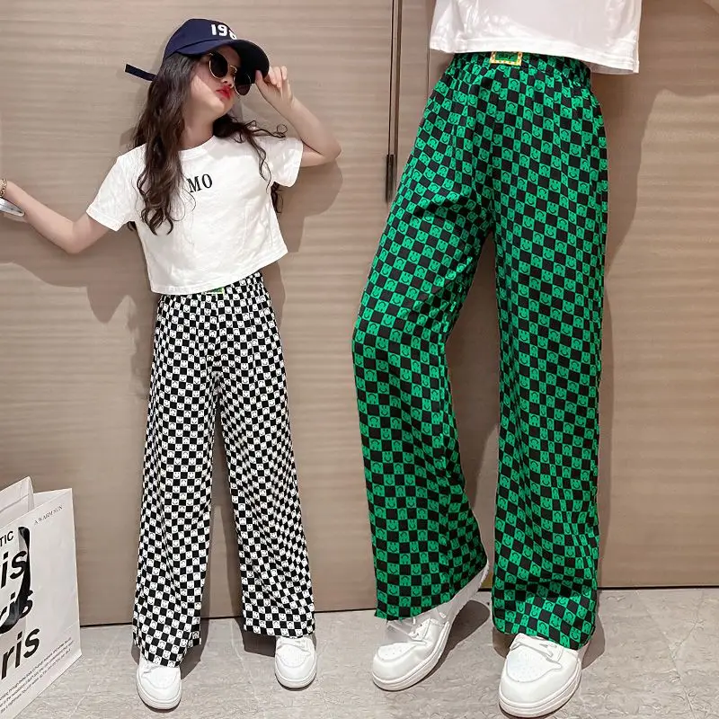 Summer Girls Pants High Waist Wide Leg Pants Colorful Plaid Print Children's Pants Thin Trousers Teens Kids Straight Pants K91
Summer Girls Pants High Waist Wide Leg Pants Colorful Plaid Print Children's Pants Thin Trousers Teens Kids Straight Pants K91