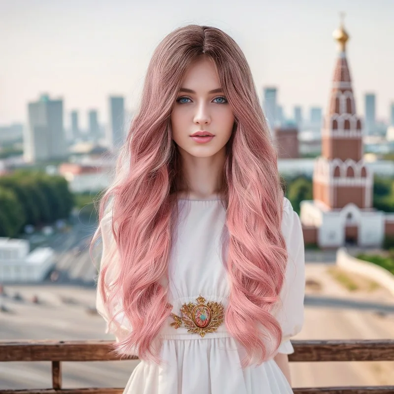 European and American hot-selling wig headgear waist length curly hair gradual change pink big wave wig headgear
European and American hot-selling wig headgear waist length curly hair gradual change pink big wave wig headgear