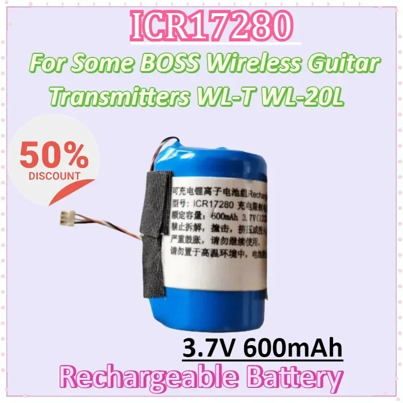 ICR17280 3-wire Plug 3.7V 600mAh for Some BOSS Wireless Guitar Transmitters WL-T WL-20L Battery
ICR17280 3-wire Plug 3.7V 600mAh for Some BOSS Wireless Guitar Transmitters WL-T WL-20L Battery
