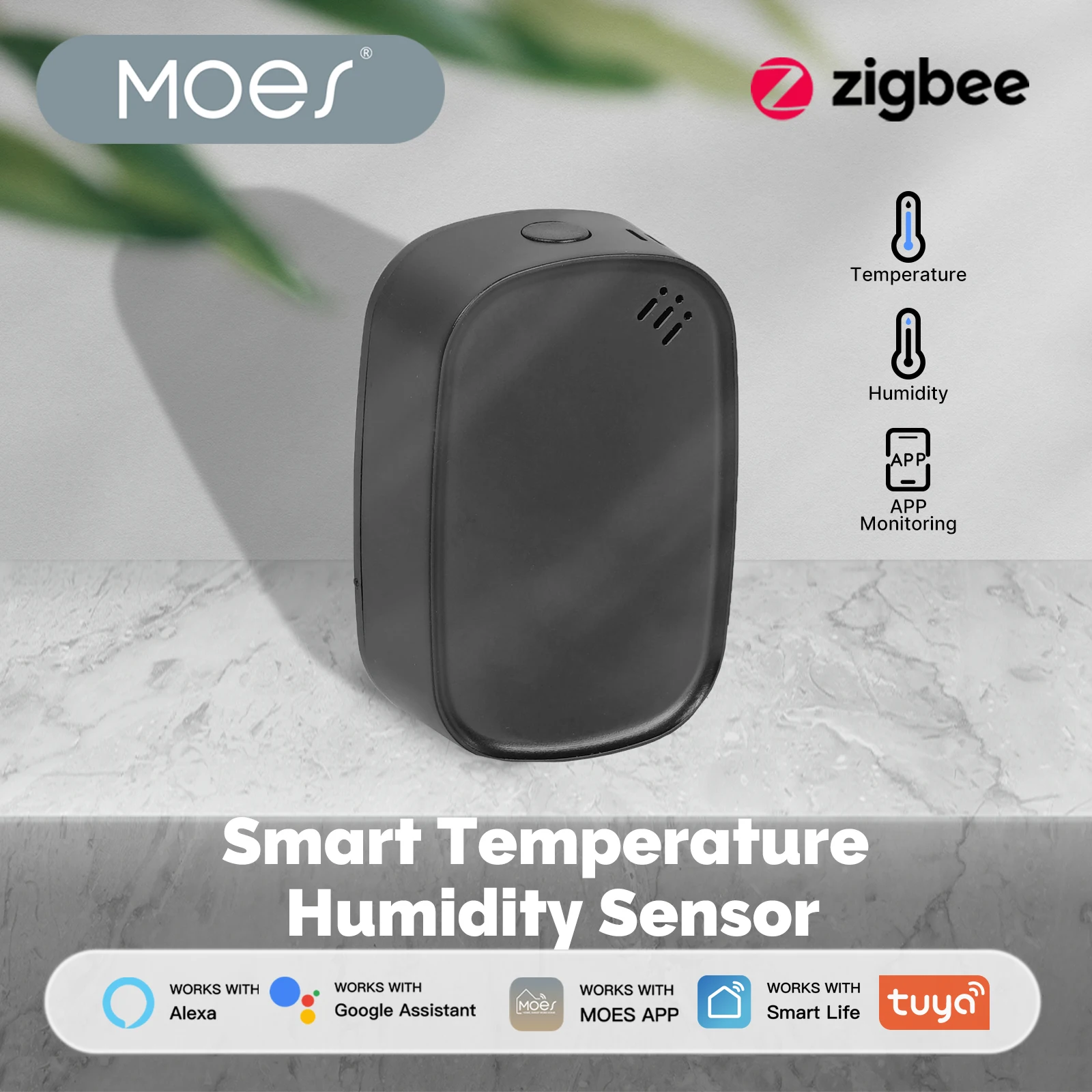 MOES Tuya Zigbee Smart Temperature Humidity Sensor Indoor Hygrometer APP Monitoring Works With Alexa Google Home Battery Powered
MOES Tuya Zigbee Smart Temperature Humidity Sensor Indoor Hygrometer APP Monitoring Works With Alexa Google Home Battery Powered