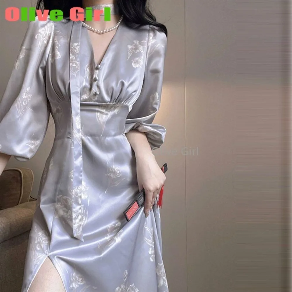 Olive Girl Dress French Retro Women's Dress Purple Printed Bubble Sleeves A Line Waist Cinching Slim Elegant Sexy Spring Summer
Olive Girl Dress French Retro Women's Dress Purple Printed Bubble Sleeves A Line Waist Cinching Slim Elegant Sexy Spring Summer