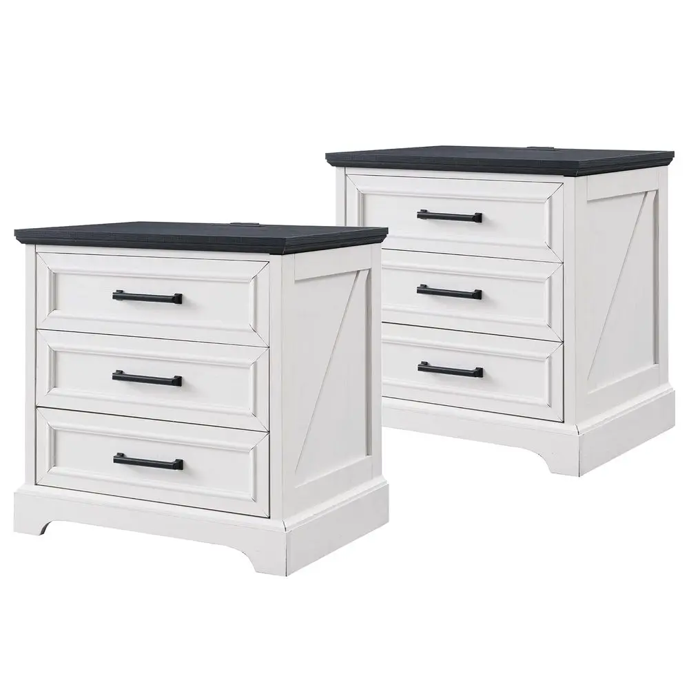 Farmhouse Nightstands Set of 2, 22 Inch Wide End Table with Charging Station amp 3 Large Drawers, Rustic Wood Small Dresser Che
Farmhouse Nightstands Set of 2, 22 Inch Wide End Table with Charging Station amp 3 Large Drawers, Rustic Wood Small Dresser Che