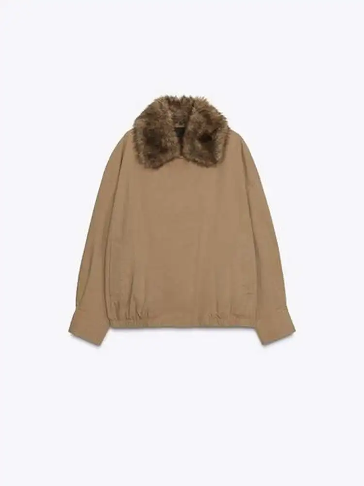 Retro Style Pure Color Women's Pilot Jacket Coat Artificial Fur Collar Short Outerwear Loose Fit Long Sleeve Zipper Closure
Retro Style Pure Color Women's Pilot Jacket Coat Artificial Fur Collar Short Outerwear Loose Fit Long Sleeve Zipper Closure