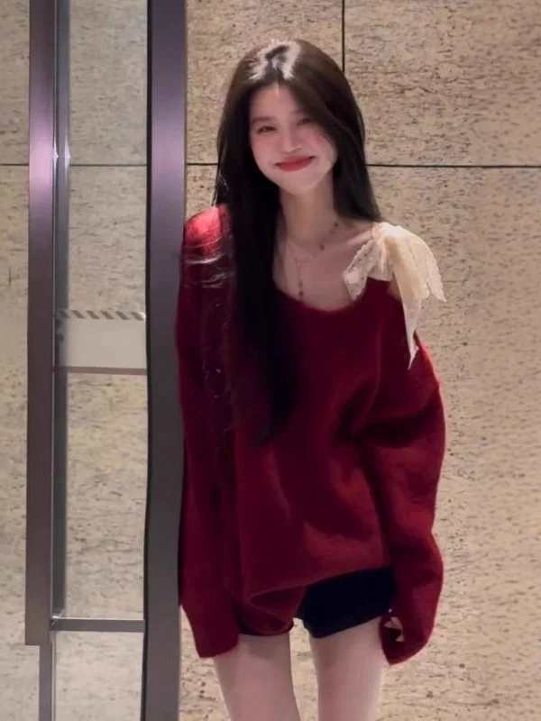Red Lazy Cisas Aosphere Long Sve Knitted Sweater Women's Autumn Winter Loose Soft Knot Belted Top
Red Lazy Cisas Aosphere Long Sve Knitted Sweater Women's Autumn Winter Loose Soft Knot Belted Top