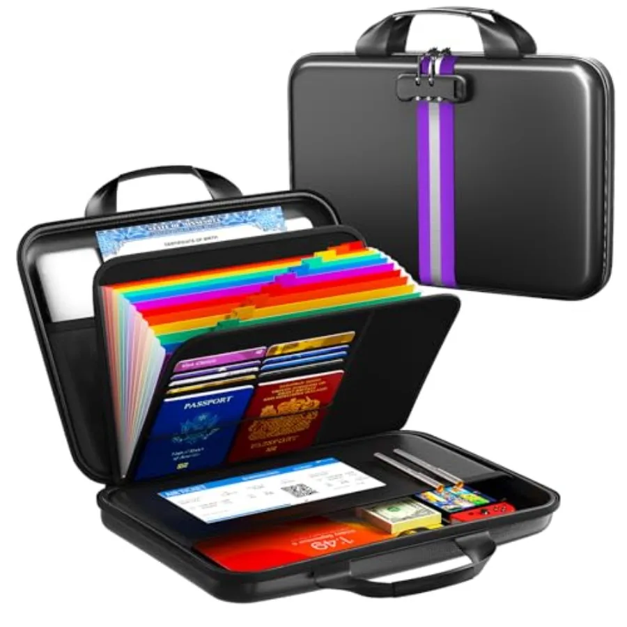 Fireproof Accordion File Organizer with LockHard-Shell Fireproof Document Box with 13 Pockets for Certificates Passports Laptop
Fireproof Accordion File Organizer with LockHard-Shell Fireproof Document Box with 13 Pockets for Certificates Passports Laptop