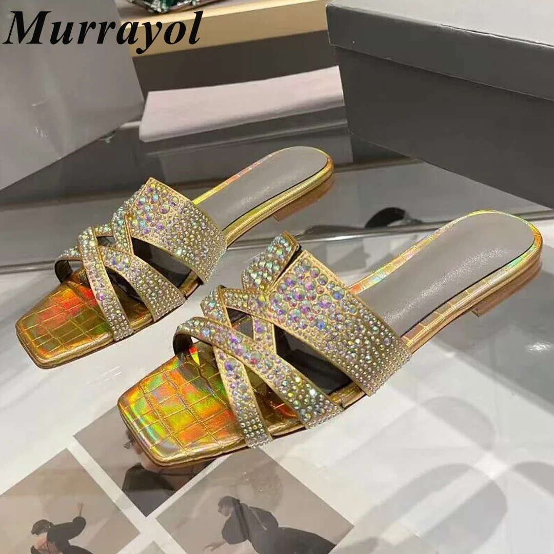 Bling Bling Rhinestone Decor Flat Slippers Women Open Toe One Strap Sandals Summer Vacation Shoes Dress Shoes Wedding Shoes
Bling Bling Rhinestone Decor Flat Slippers Women Open Toe One Strap Sandals Summer Vacation Shoes Dress Shoes Wedding Shoes