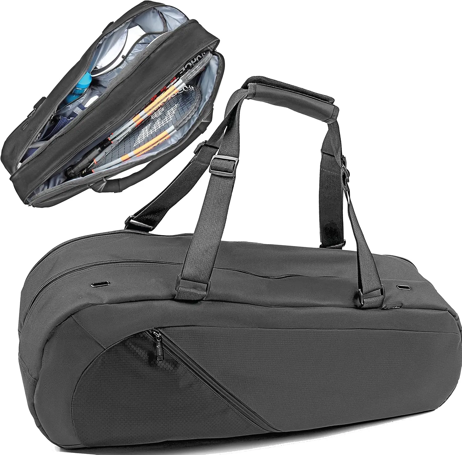 Tennis Racket Bag for Men Women - Holds 4 Rackets, Pickleball Paddles, Water Bottle & Shoes, Black
Tennis Racket Bag for Men Women - Holds 4 Rackets, Pickleball Paddles, Water Bottle & Shoes, Black